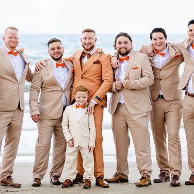 Grooms and groomsmen with twin